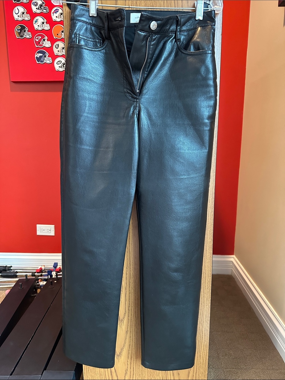 Aritzia black faux leather ankle trouser in size 2